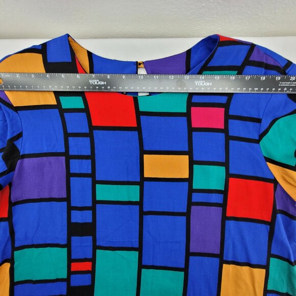 True Vintage 80s Fitting Image Shirt Womens Large XL Abstract Geometric Blouse - Picture 10 of 12